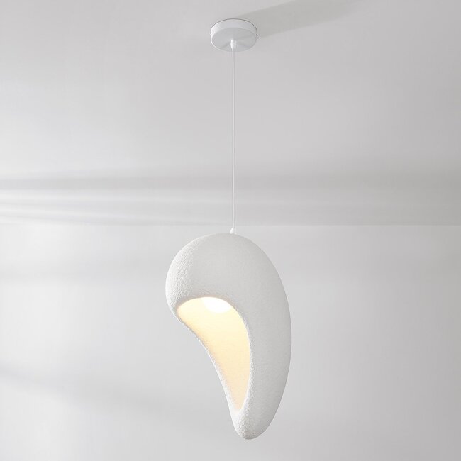 Suspension Wabi Sabi Hana avec effet pierre blanche - Ø28 x 50 cm