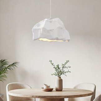 Lampe suspendue moderne blanche avec effet de pierre dans le style Wabi Sabi - Nami, Ø52 cm