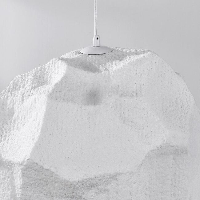 Suspension Wabi Sabi blanche avec effet pierre - Nami, Ø52 cm