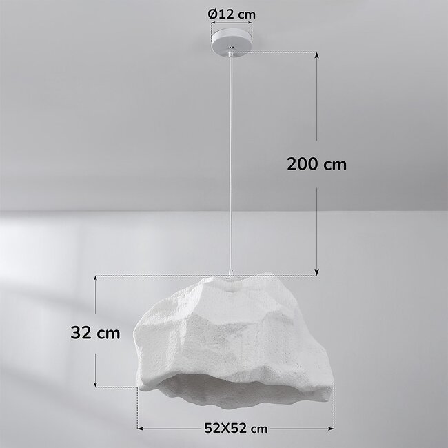 Lampe suspendue moderne blanche avec effet de pierre dans le style Wabi Sabi - Nami, Ø52 cm