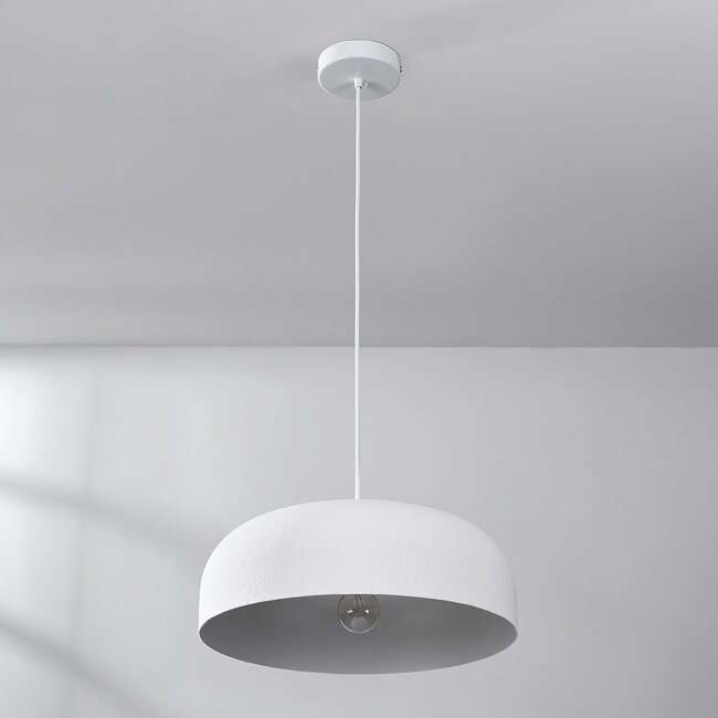 Lampe suspendue minimaliste Wabi Sabi Hinoto avec effet pierre blanche - Ø40 cm