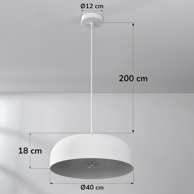Lampe suspendue minimaliste Wabi Sabi Hinoto avec effet pierre blanche - Ø40 cm
