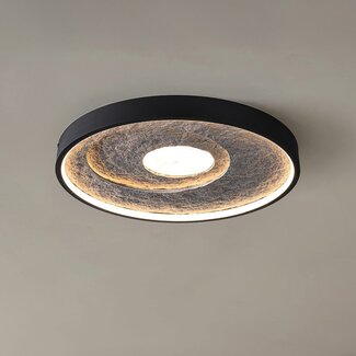 Plafonnier moderne Cercul noir avec effet pierre grise Ø40 cm, 36W - 3 niveaux de gradation