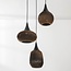 Suspension 3 lumières Zensa - carton recyclé noir et brun