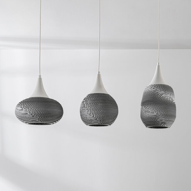 Suspension 3 lumières Folia - carton recyclé blanc