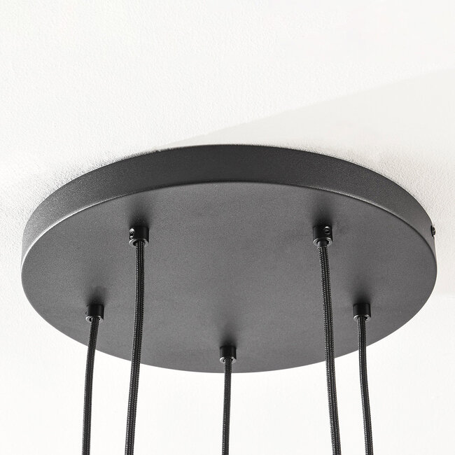 Suspension industrielle à 5 lumières Illumine - noir