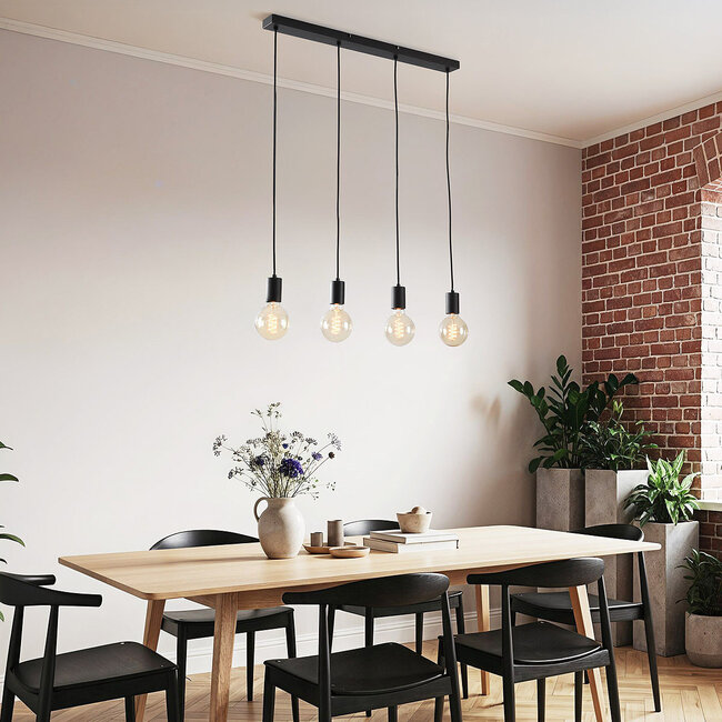 Lampe suspendue industrielle Nivelle noir - 4 lumières