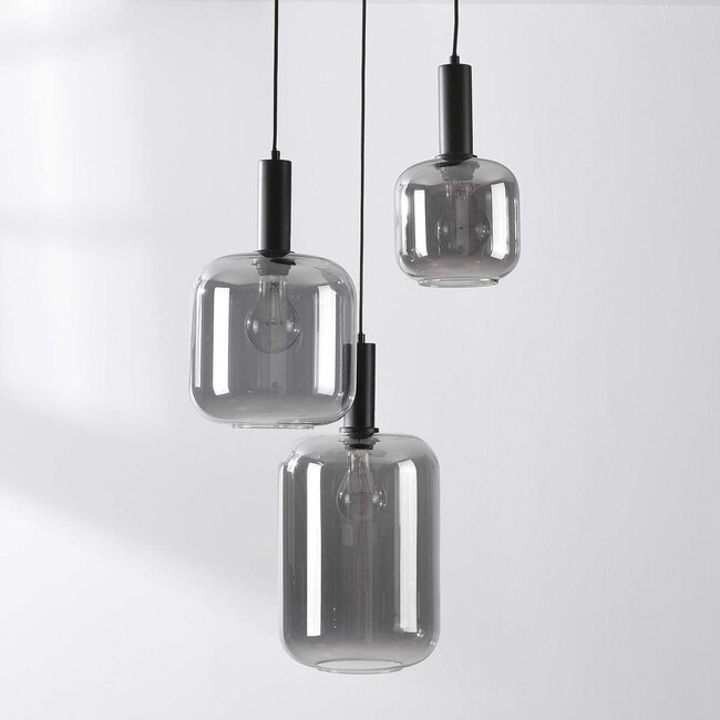 Lampe suspendue Rustique 3-lumières avec verre fumé