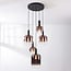Suspension 5 lumières Rustique - noir et verre marron foncé