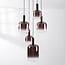 Suspension 5 lumières Rustique - noir et verre marron foncé