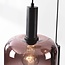 Suspension 5 lumières Rustique - noir et verre marron foncé