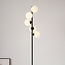 Lampadaire Tyson 5 lumières, structure noire et verre opalin
