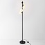 Lampadaire Tyson 5 lumières, structure noire et verre opalin