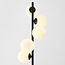 Lampadaire Tyson 5 lumières, structure noire et verre opalin