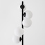 Lampadaire Tyson avec cadre noir et verre laiteux 5 lumières