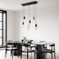 Suspension araignée 6 lumières Caverna - noir avec détails en marbre (ampoules E27 non incluses)