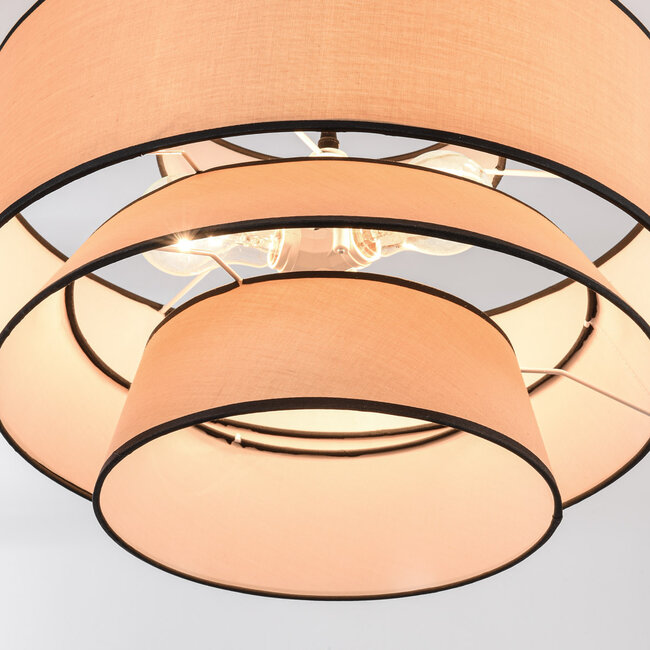 Lampe suspendue de style japonais Zohra avec tissu naturel