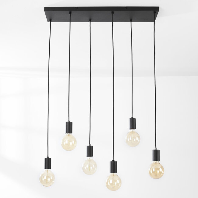 Lampe suspendue industrielle à 6 lumières Nivelle - noir