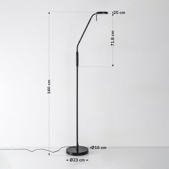 Lampadaire Lumina noir avec LED intégrées et température de couleur réglable