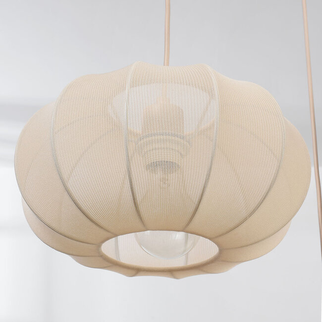 Lampe suspendue en tissu Canvas avec 5 points lumineux - beige