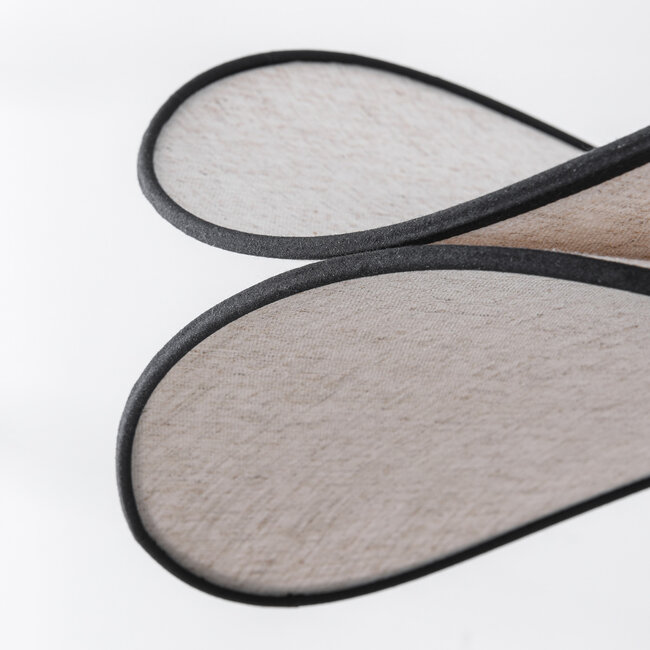 Lampe à suspension design Sapca, lin beige avec des accents noirs