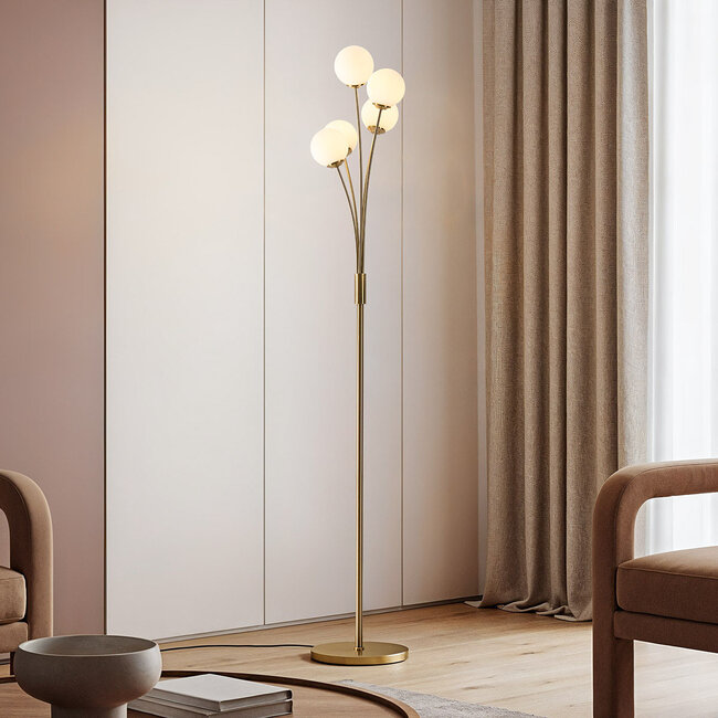 Lampadaire moderne doré, 5 lumières - Claire
