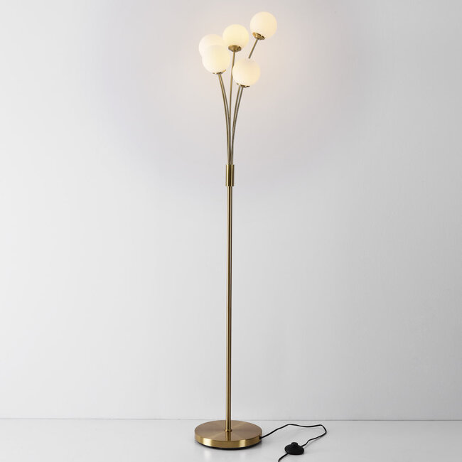 Lampadaire moderne doré, 5 lumières - Claire
