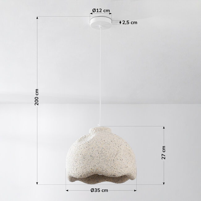 Lampe suspendue Wabi Sabi Iro avec effet pierre Ø35 cm - terrazzo beige