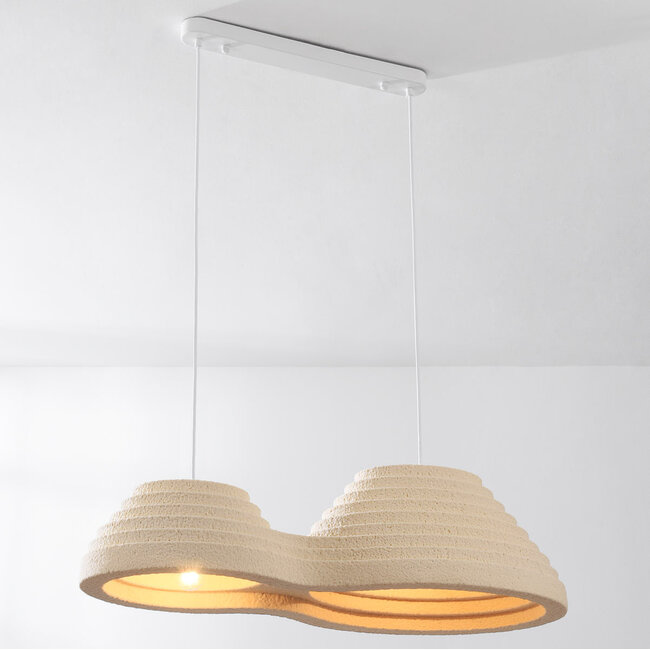 Lampe suspendue Wabi Sabi Jumo avec 2 points lumineux - beige sable