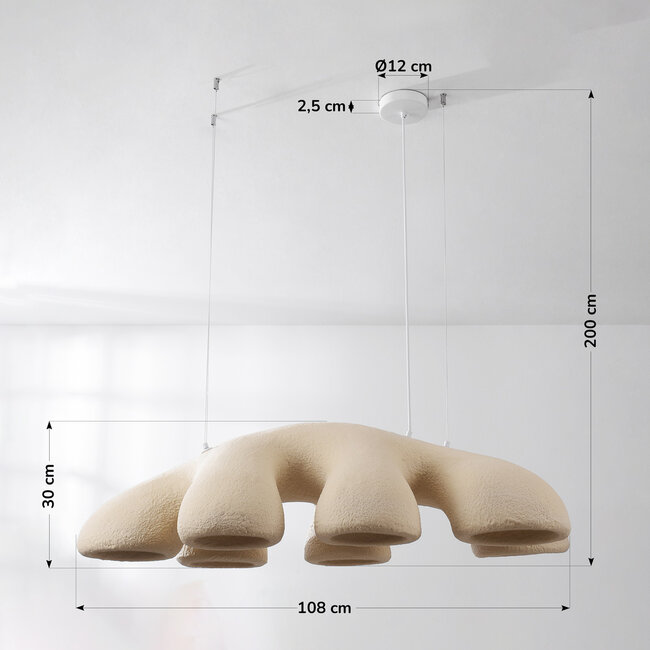 Lampe suspendue moderne Wabi Sabi à 7 lumières 108 x 30 cm - Tsuyu