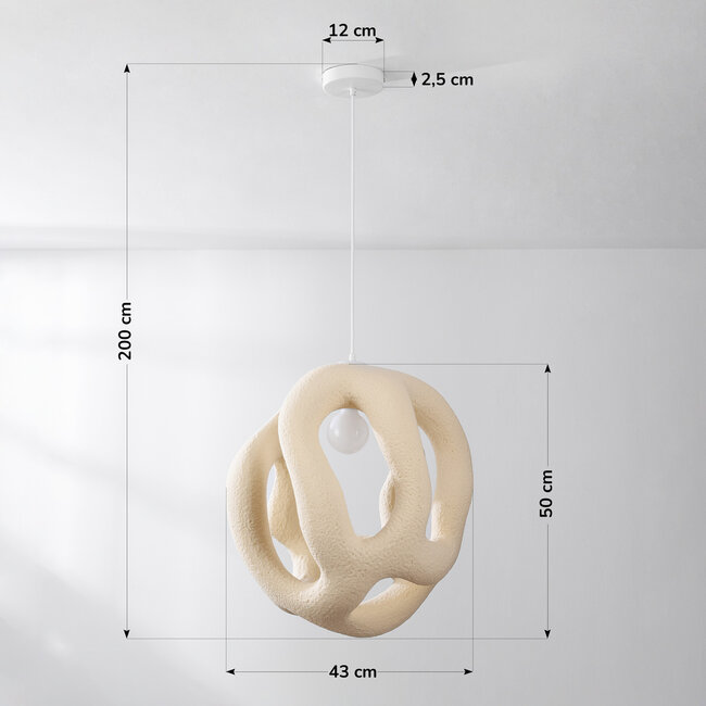 Lampe suspendue contemporaine Wabi Sabi Kaji 43 x 50 cm - beige sable
