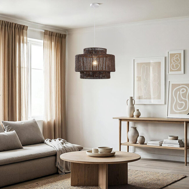 Lampe suspendue Japandi Sumi en brun foncé