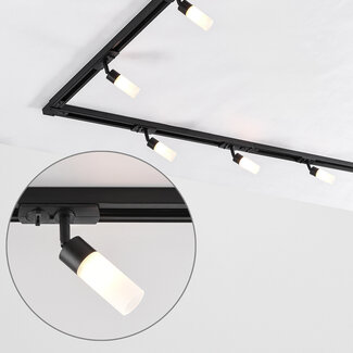 Système de rail monophasé Vexa 3 mètres avec spots G9 étroits et diffuseur mat