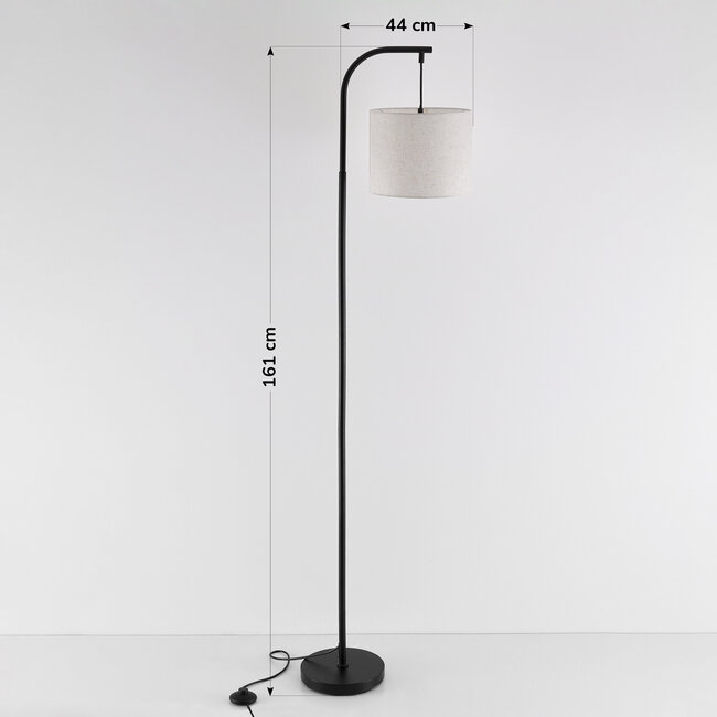 Lampadaire Hygge avec abat-jour en lin - noir