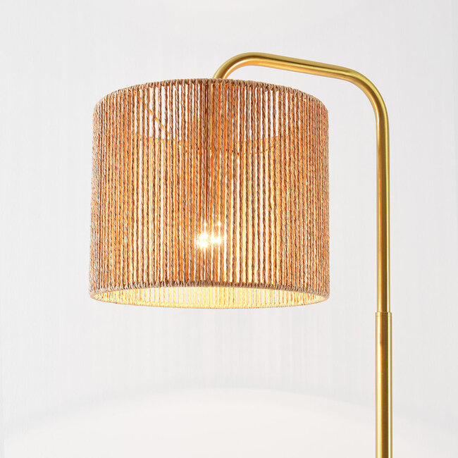 Lampadaire Kiri - laiton avec abat-jour en chanvre