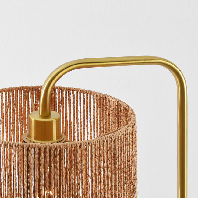 Lampadaire Kiri - laiton avec abat-jour en chanvre