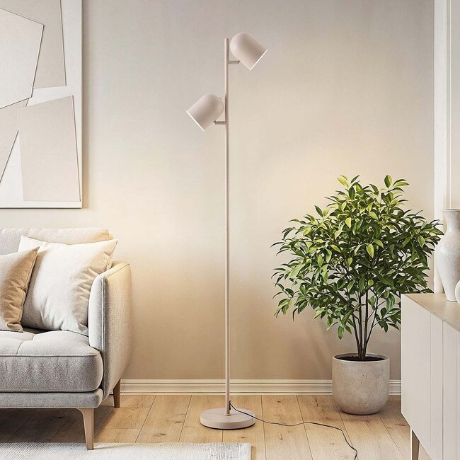 Lampadaire beige Iki - avec 2 spots orientables et LED tactiles dimmables
