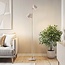 Lampadaire Iki beige à 2 spots orientables et LED intégrée