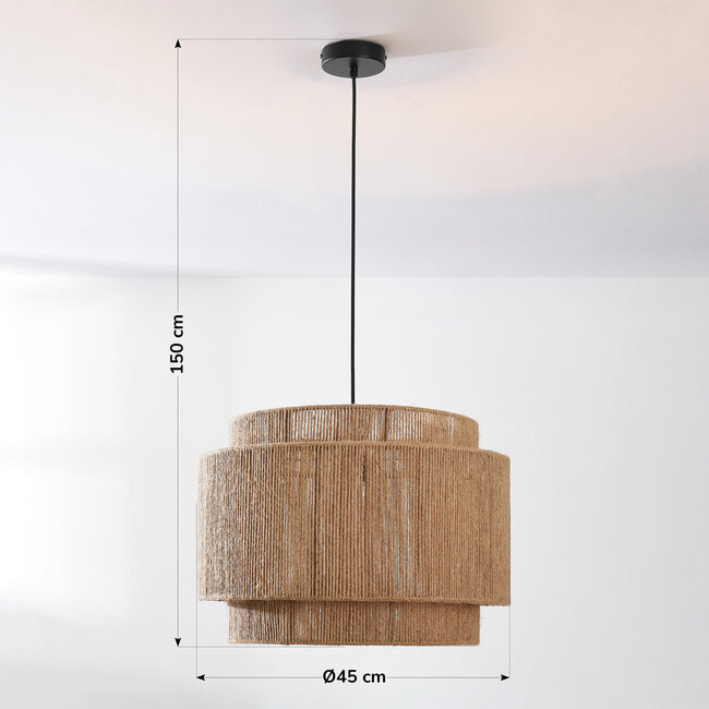 Lampe suspendue Toki naturelle en corde de chanvre tressée