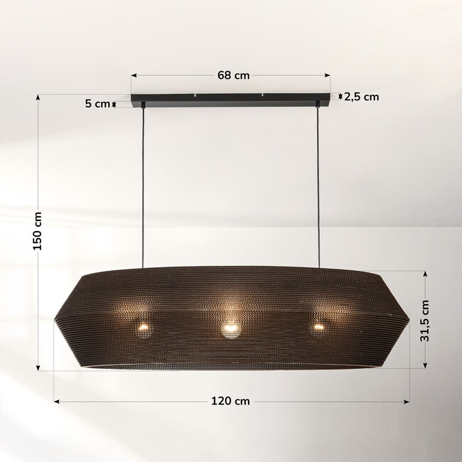 Lampe suspendue en carton à 3 lumières Caryo