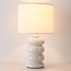 Lampe à poser Sofara en céramique avec abat-jour en tissu - blanche