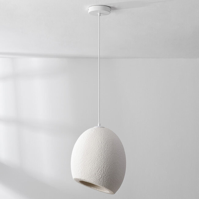 Lampe suspendue Wabi Sabi Yugen avec effet de pierre blanche