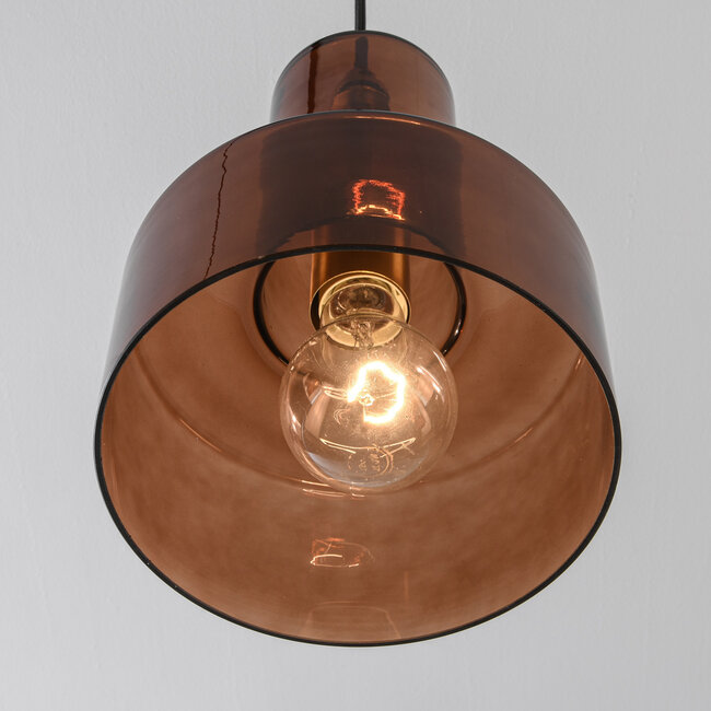 Lampe suspendue Talph avec verre brun, 2 lumières
