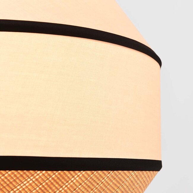 Lampe suspendue Japandi Seil avec abat-jour naturel en textile et corde tressée