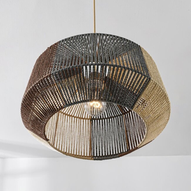 Lampe suspendue Ravon en corde tressée tricolore