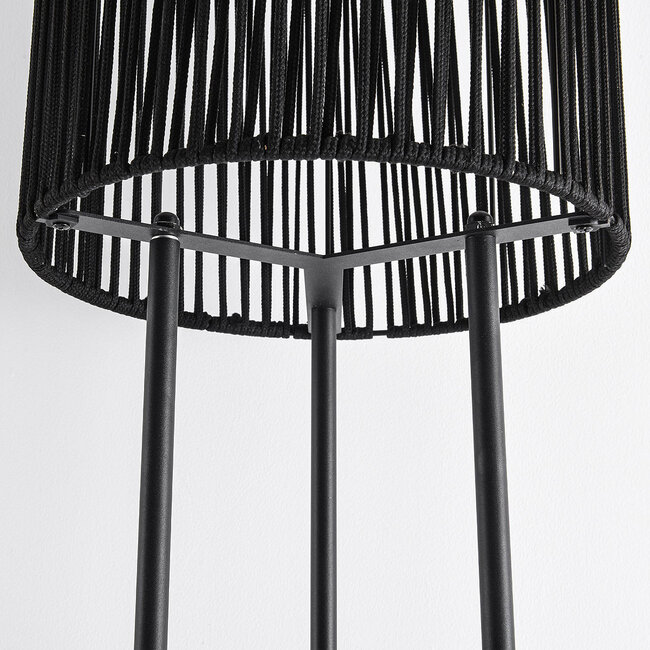 Lampadaire Vinta avec LED solaires à 3 niveaux de gradation et corde tressée en noir