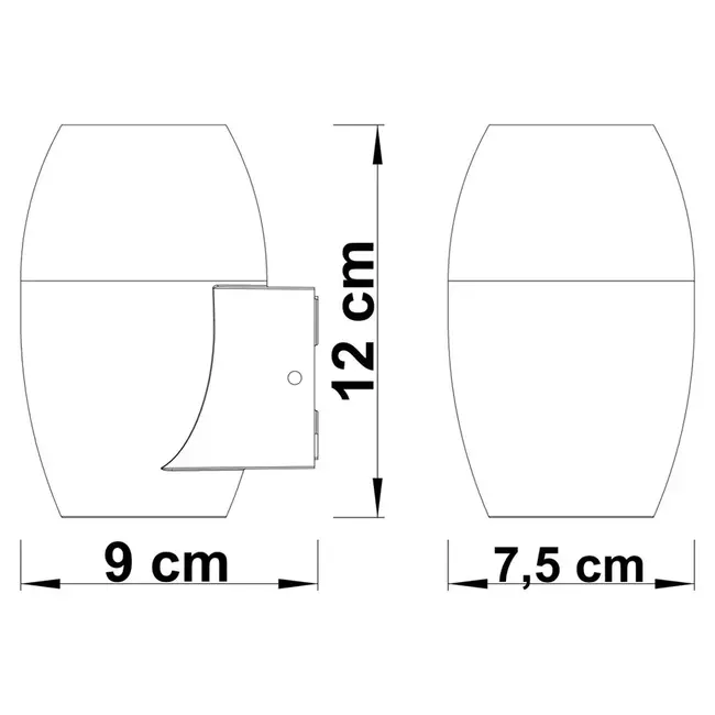 Applique ovale pour salle de bains, 1 lumière