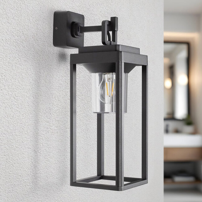 Applique 1 lumière pour salle de bain Cristiano - anthracite avec abat-jour transparent