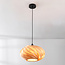 Lampe suspendue design Sorella avec abat-jour en bois brun clair