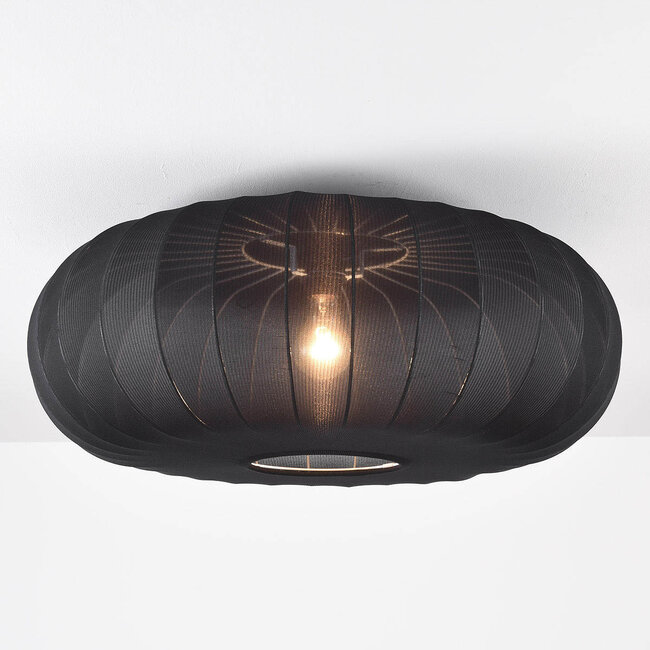 Plafonnier Celara avec abat-jour en tissu - noir Ø 70 cm